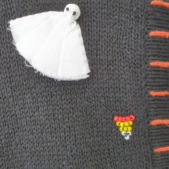 Vintage Hampshire Studio Hand Knit Halloween Cardigan Sweater Witchy Granny L - Picture 3 of 9